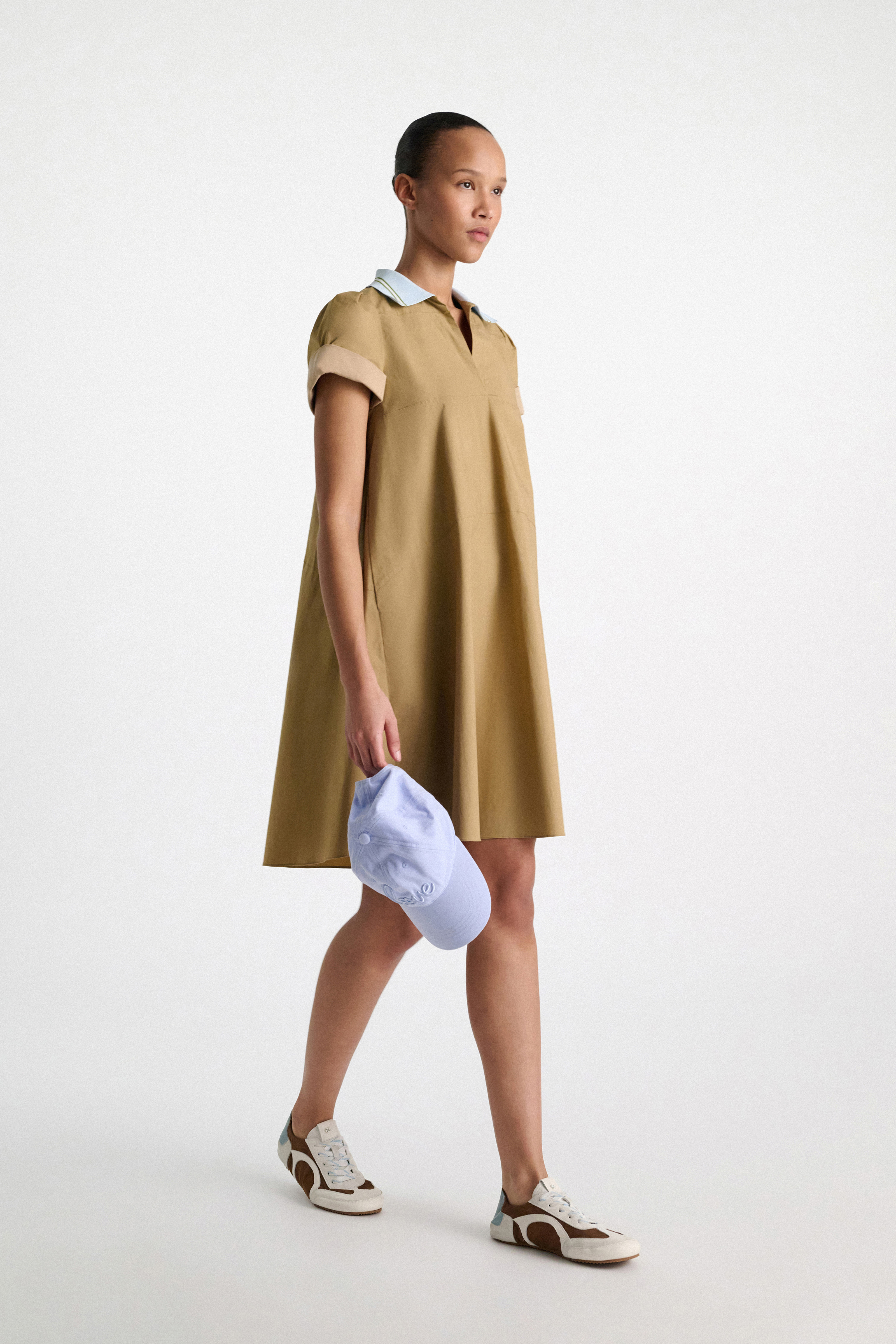 Dorothee Schumacher Polo mini-dress in cotton poplin desert